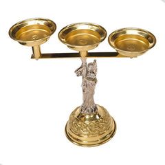 Candeleros De Mesa Para Altar De 3 Luces Corona De Espinas Plateado Con Base De Corona De Espinas Dorada Cincelada