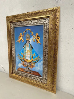 Cuadro Virgen De San Juan De Los Lagos 60x47 Cm Combinado Oro Y Plata Oro Y Plata