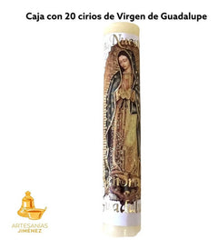 Cirio, Vela De Oración Virgen Guadalupe 20 Piezas 8x1.6 C2