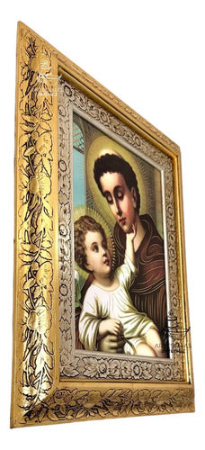 Cuadro San Antonio De Padua 60x47 Cm Combinado Oro Y Plata Oro Y Plata