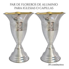 Floreros O Jarrones 50 Cm (par) Iglesia O Capilla Plateado Tulipán