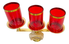 Candeleros De Tres Luces (2 Piezas) Estrella Con Pantallas Rojo