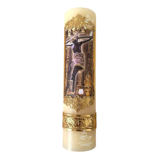Cirio o vela de oración de Cristo del veneno de 21x5 cm en cera, hecho a mano en México