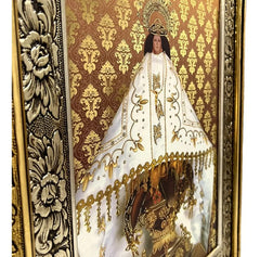 Cuadro De Virgen De Juquila 60x47 Cm Filos Dorados Combinado Oro Y Plata Oro Y Plata