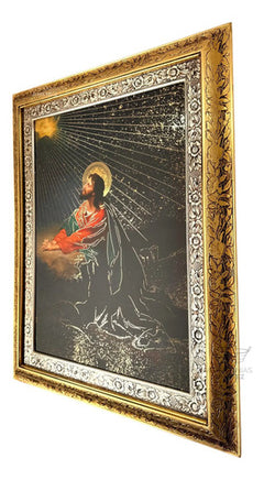 Cuadro Jesucristo En El Huerto De Getsemaní 90x70 Cm Combinado Oro Y Plata Oro Y Plata