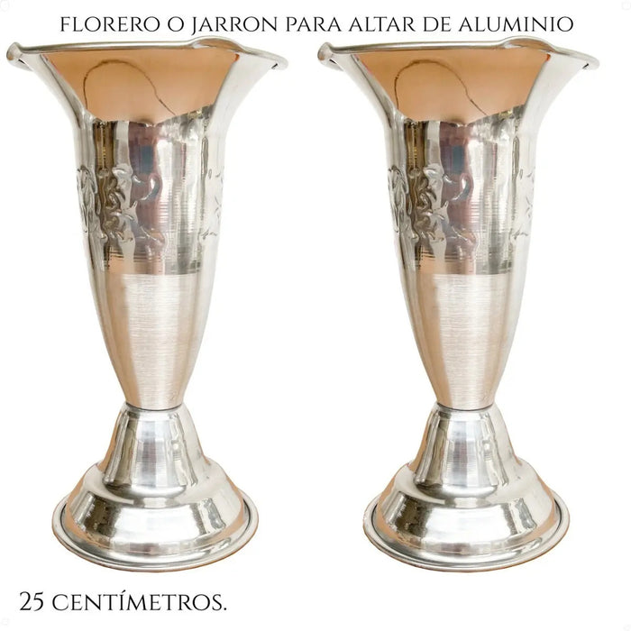 Silver Altar Vases 25 cm, Set of 2 - Tulip