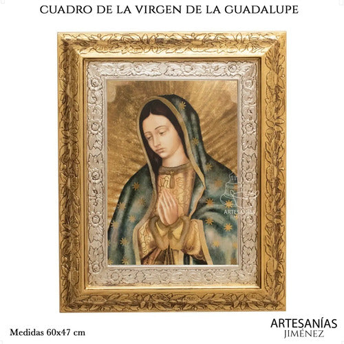 Cuadro Virgen De Guadalupe Busto 60x47 Cm Q119 Combinado Oro Y Plata Oro Y Plata
