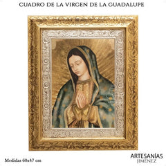 Cuadro Virgen De Guadalupe Busto 60x47 Cm Q119 Combinado Oro Y Plata Oro Y Plata