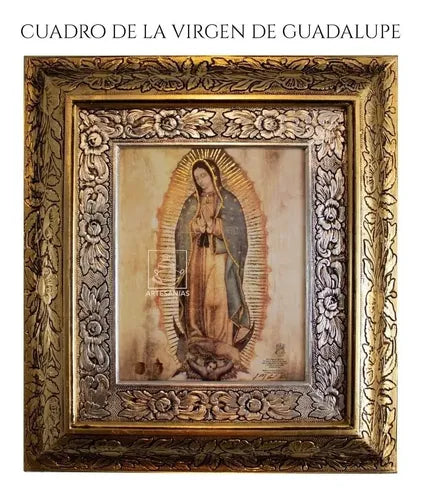 Cuadro Virgen De Guadalupe 45x40 Regalo Full Combinado Oro Y Plata Oro Y Plata