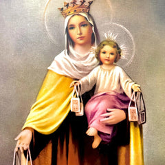 Cuadro Virgen Del Carmen 90x70 Cm Madera Hoja Oro Y Plata