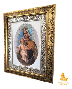 Cuadro Virgen Del Carmen 60x47 Cm V2 Combinado Oro Y Plata Oro Y Plata