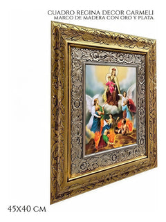 Our Lady of Mount Carmel Framed Picture 45x40cm Gold & Silver