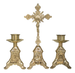 Baroque Altar Candlesticks & Table Cross Set