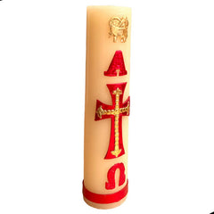 Cirio Pascual 22x5 Cera 5 Cp01 Beige Alfa Omega Cordero Cruz Variable