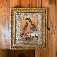 Cuadro Virgen De Guadalupe Y Basilica 45x40 Cm C1 Combinado Oro Y Plata Oro Y Plata