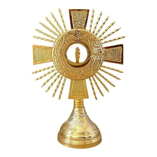 Custodia litúrgica ostensorio 35 cm en baño de níquel y oro — vista 14
