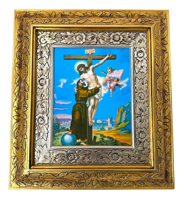 St. Francis of Assisi & Jesus on the Cross Picture 45x40 cm