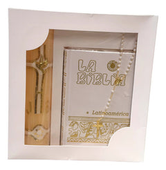 Kit Primera Comunión Vela Biblia Rosario Y Brazalete