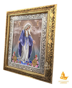 Cuadro Virgen De Los Milagros 60x47 Cm C1 Combinado Oro Y Plata Oro Y Plata