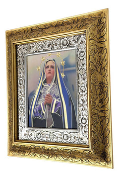 Cuadro De Madera 45x40 Cm Virgen De Los Dolores Oro Y Plata