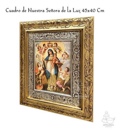 Cuadro Nuestra Señora De La Luz 45x40 Cm A004 Combinado Oro Y Plata Oro Y Plata