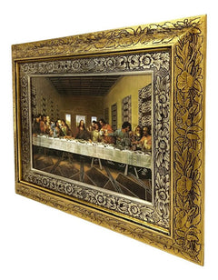 Cuadro De La Ultima Cena D Vinci 60x47 Cm Filos Dorados Combinado Oro Y Plata Oro Y Plata