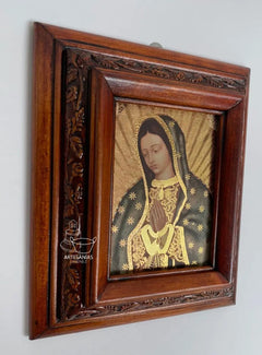 Cuadro Rostro De Jesus Color Nogal Madera De Pino 22x19 Cm Color Nogal