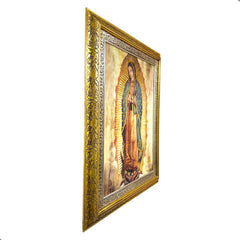 Cuadro Virgen De Guadalupe Religioso Con Marco, Combinado Oro Y Plata, 90x70 Cm Combinado Oro Plata Oro Plata