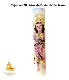 Cirio, Vela De Oración Divino Niño Jesus 20 8x1.6 Cm Blanco/rosa Lisa