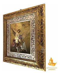 Cuadro San Miguel Arcangel 45x40 Cm Combinado Oro Y Plata Oro Y Plata