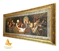 Cuadro La Última Cena Con Marco Oro Y Plata De 120x55 Cm Marco Oro Plata Oro Plata