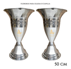 Floreros O Jarrones 50 Cm (par) Iglesia O Capilla Plateado Tulipán