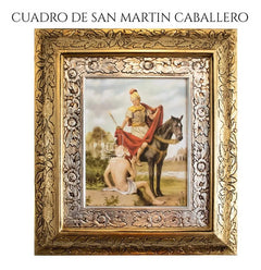 Cuadro San Martin Caballero 45x40 Cm Combinado Oro Y Plata Oro Y Plata