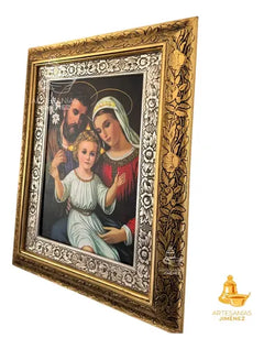 Cuadro Sagrada Familia 60x47 Cm V3 Combinado Oro Y Plata Oro Y Plata