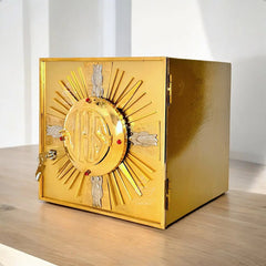Sagrario Con Expositor De Santísimo Jhs Dorado 30x30 Cm