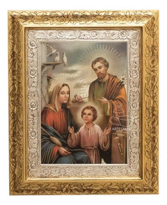 Cuadro De La Sagrada Familia 60x47 Cm Q115 Combinado Oro Y Plata Oro Y Plata