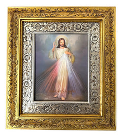 Cuadro Señor De La Misericordia 45x40 Cm Oro Y Plata