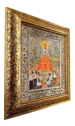 Cuadro Virgen De Montserrat 45x40 Cm A#1 Combinado Oro Y Plata Oro Y Plata