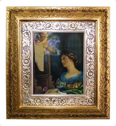 Cuadro Santa Cecilia 45x40 Cm Combinado Oro Y Plata Oro Y Plata