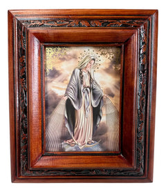Cuadro Rostro De Jesus Color Nogal Madera De Pino 22x19 Cm Color Nogal