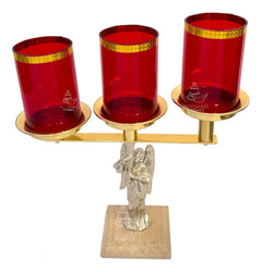 Candeleros De Mesa Para Altar Angel De Bronce De 3 Luces Plateado
