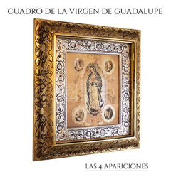 Cuadro Virgen De Guadalupe Las 4 Apariciones 45x40 Cm Combinado Oro Y Plata Oro Y Plata