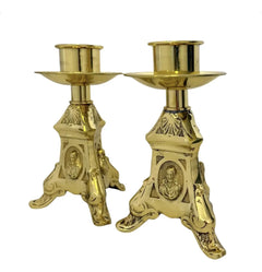 3 Pares De Candeleros De Latón (6 Piezas) Barroco Bronce