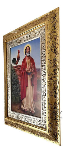 Cuadro San Pedro Apostol 60x47 Cm Combinado Oro Y Plata Oro Y Plata