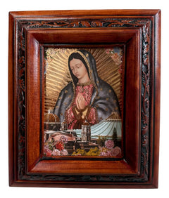 Cuadro Rostro De Jesus Color Nogal Madera De Pino 22x19 Cm Color Nogal