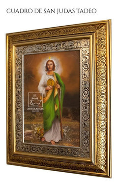 Cuadro De San Judas Tadeo 60x47 Cm Combinado Oro Y Plata Oro Y Plata