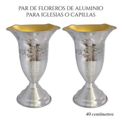 Floreros O Jarrones 40 Cm (par) Iglesia O Capilla Plateado Tulipán