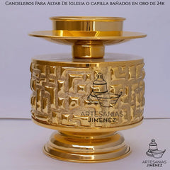 Candeleros Para Altar De Iglesia O Capilla Dorado Portavela Baño De Oro De 24 Quilates