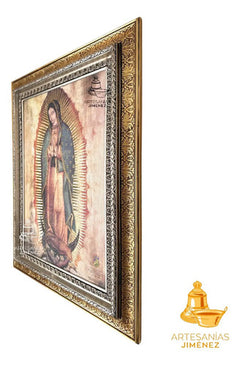 Cuadro Virgen De Guadalupe 90x70 Cm Copia Fiel Combinado Oro Y Plata Oro Y Plata