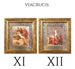 Cuadro Vía Crucis O Viacrucis 15 Piezas 45x40 Cm Oro Y Plata